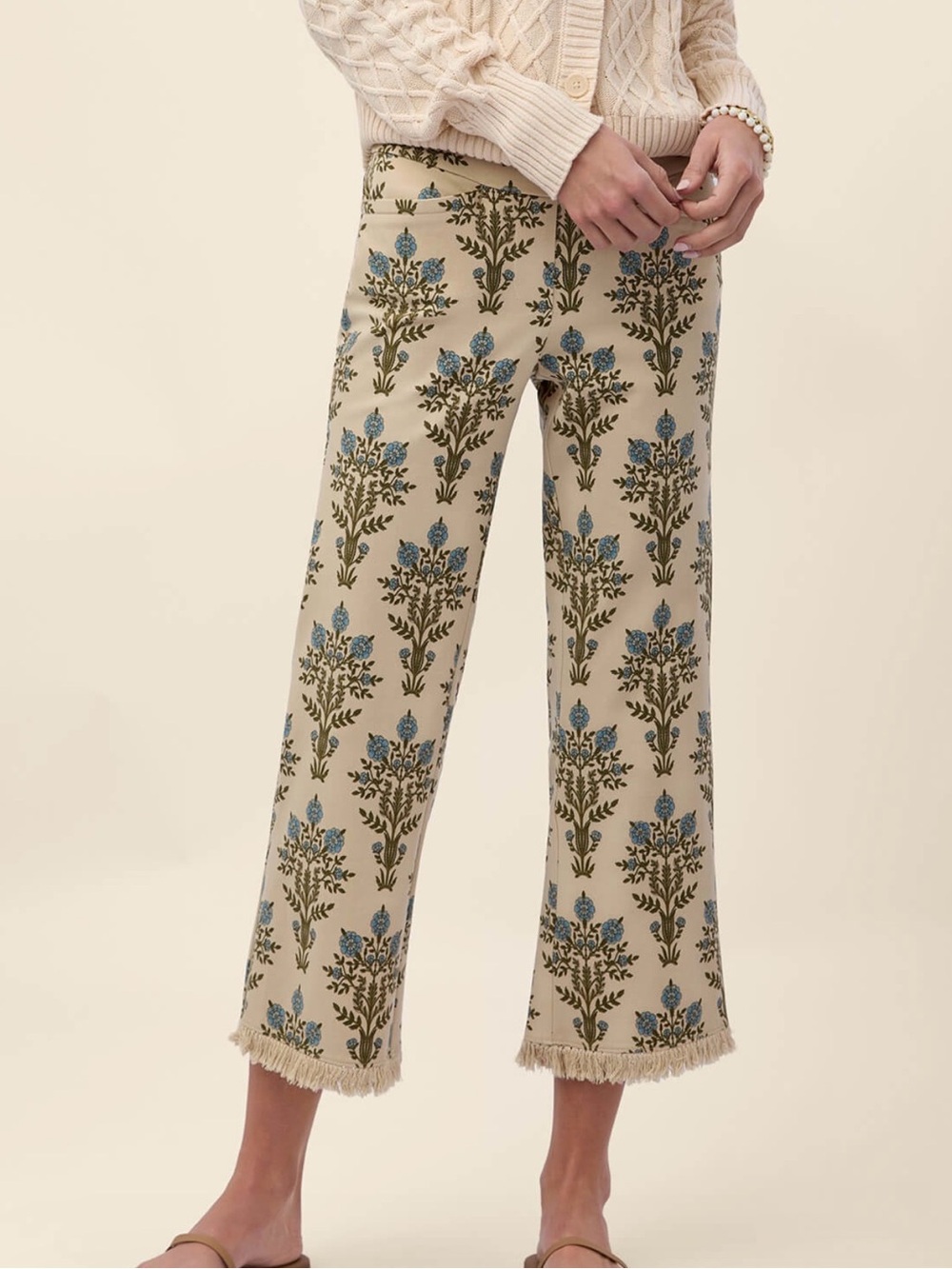 NWT Spartina 449 Maren Fringe Pant St. Augustine Blue